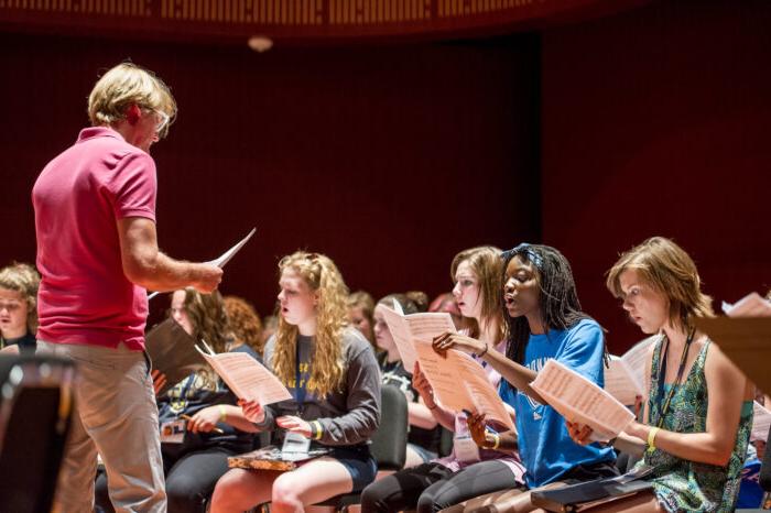 Music professor teaching a class