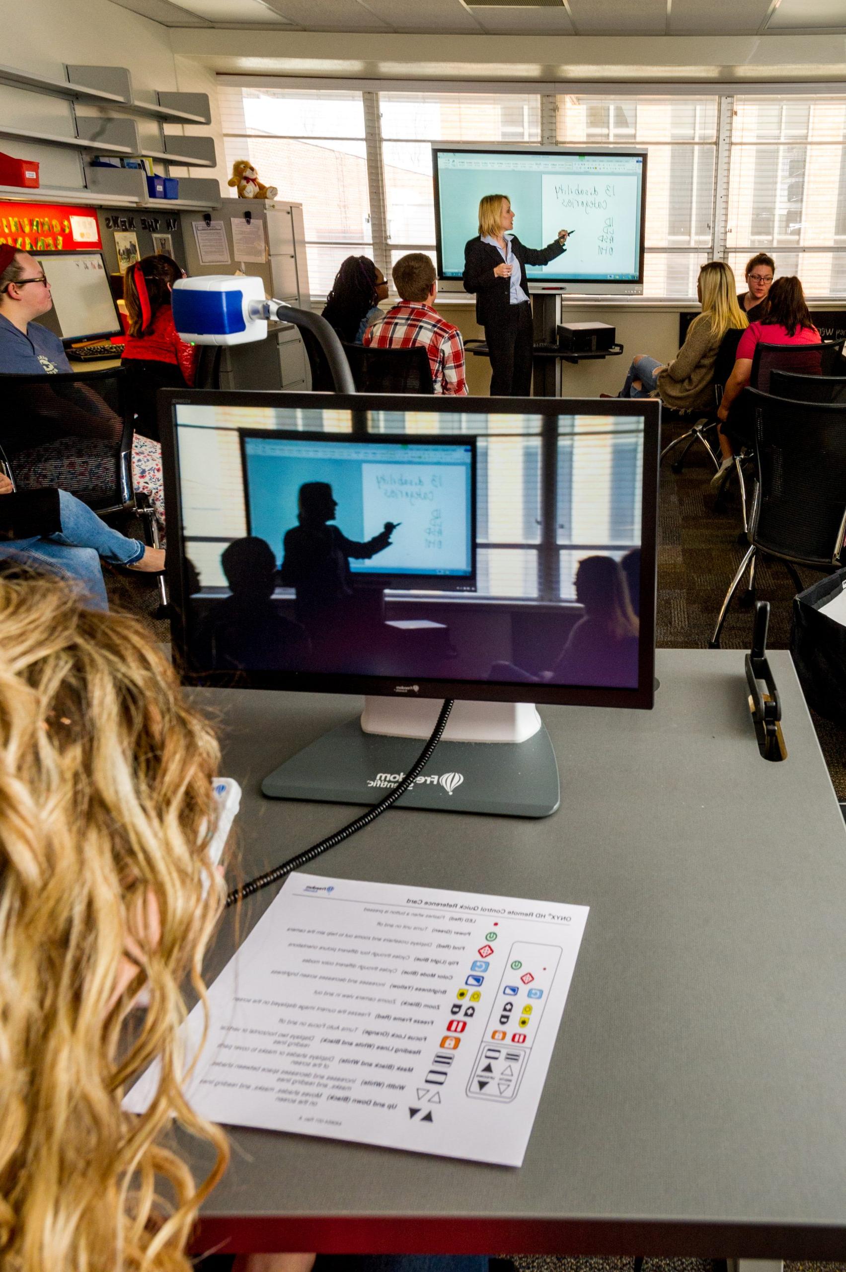 A student using a zoom device for class.